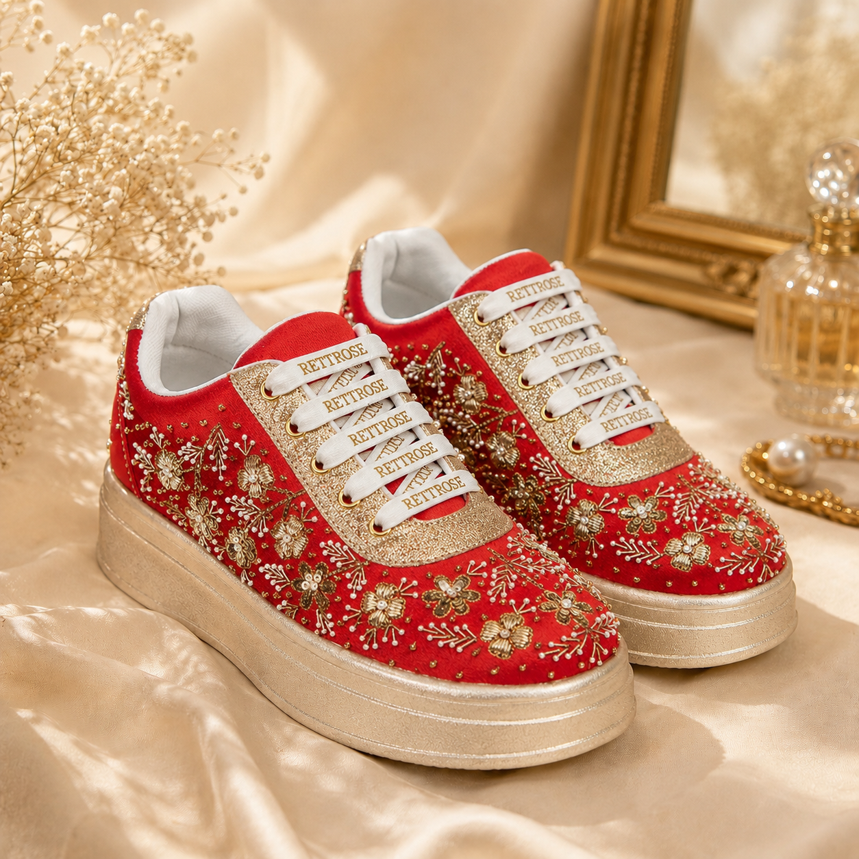 The Duchess Luxury Crimson Royale Embellished Trainer