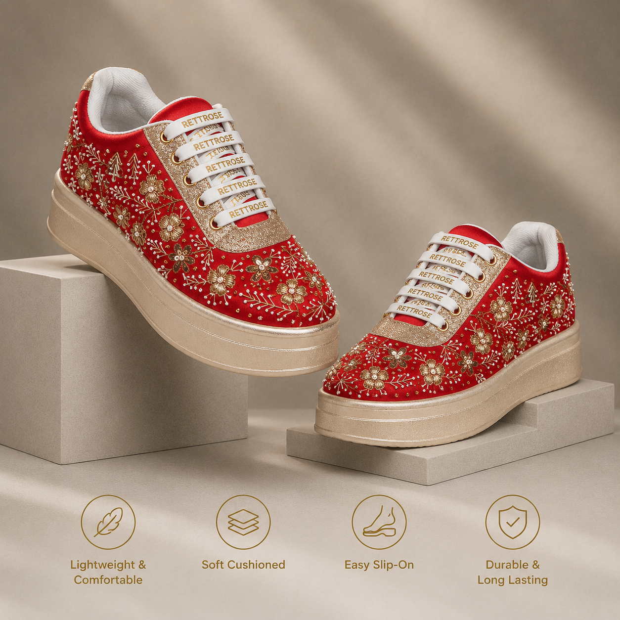 The Duchess Luxury Crimson Royale Embellished Trainer