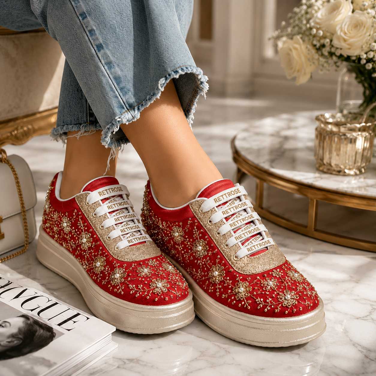 The Duchess Luxury Crimson Royale Embellished Trainer