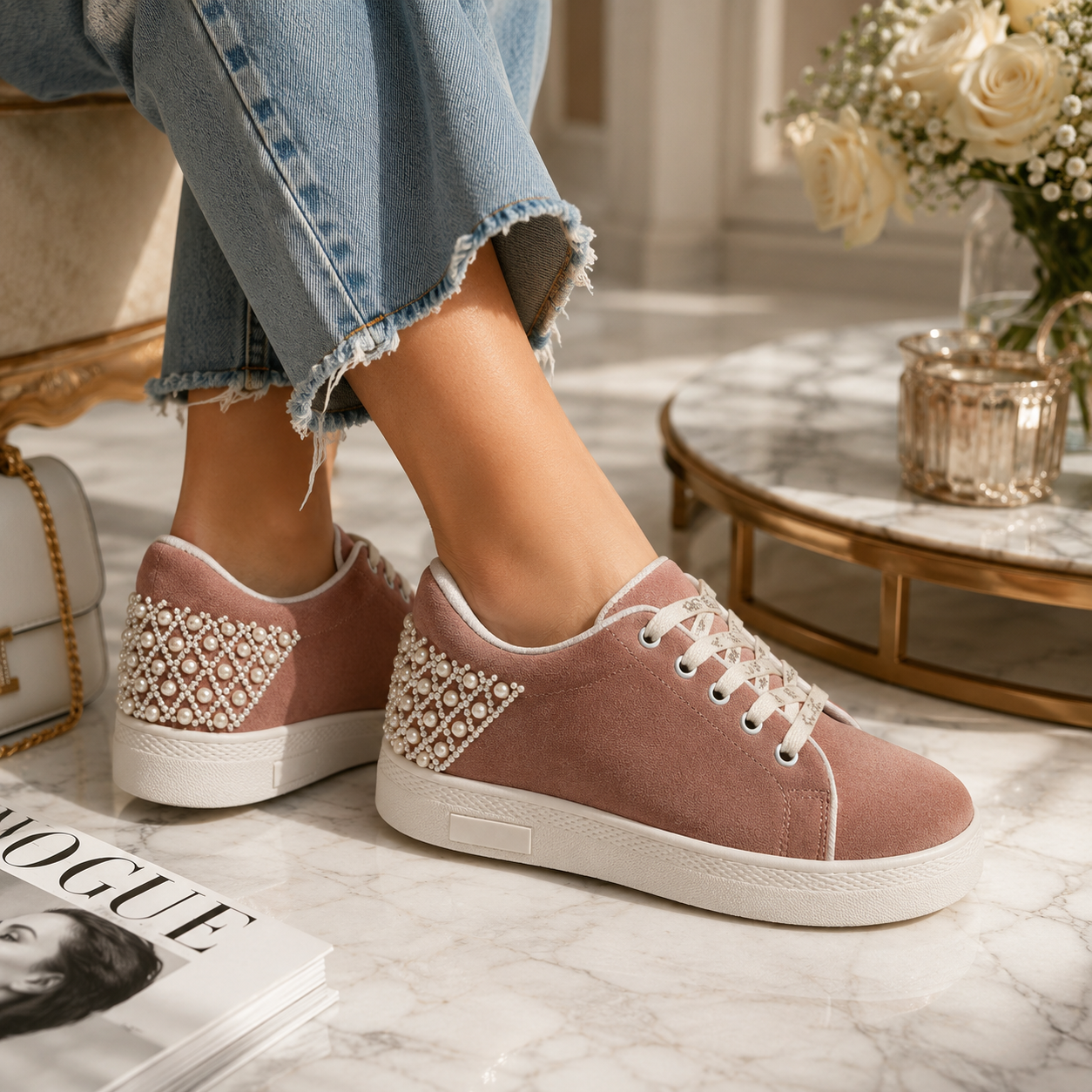 The Elena Desert Storm Luxury Embellished Trainer