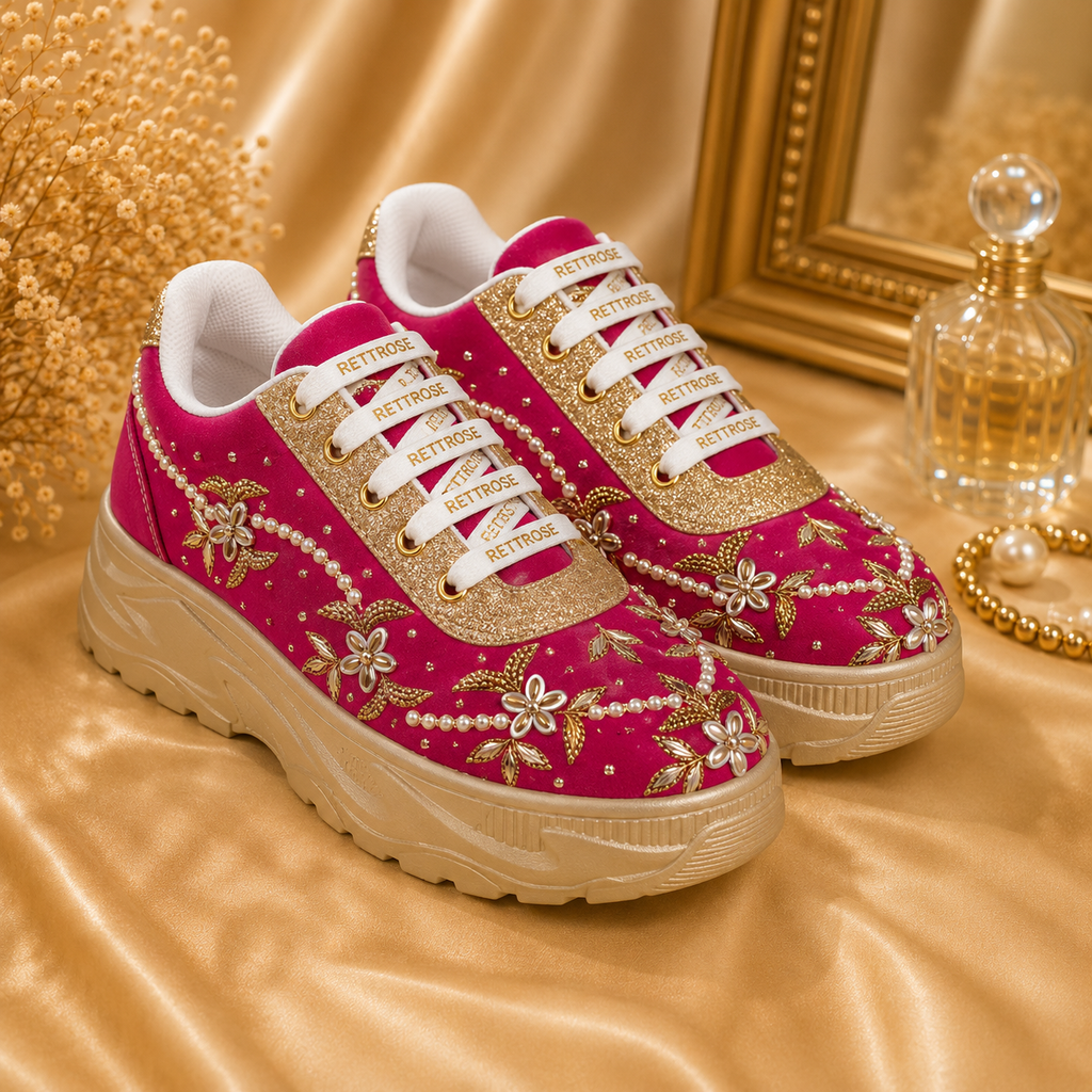 The Evelisse Luxury Green Orchid Embellished Trainer