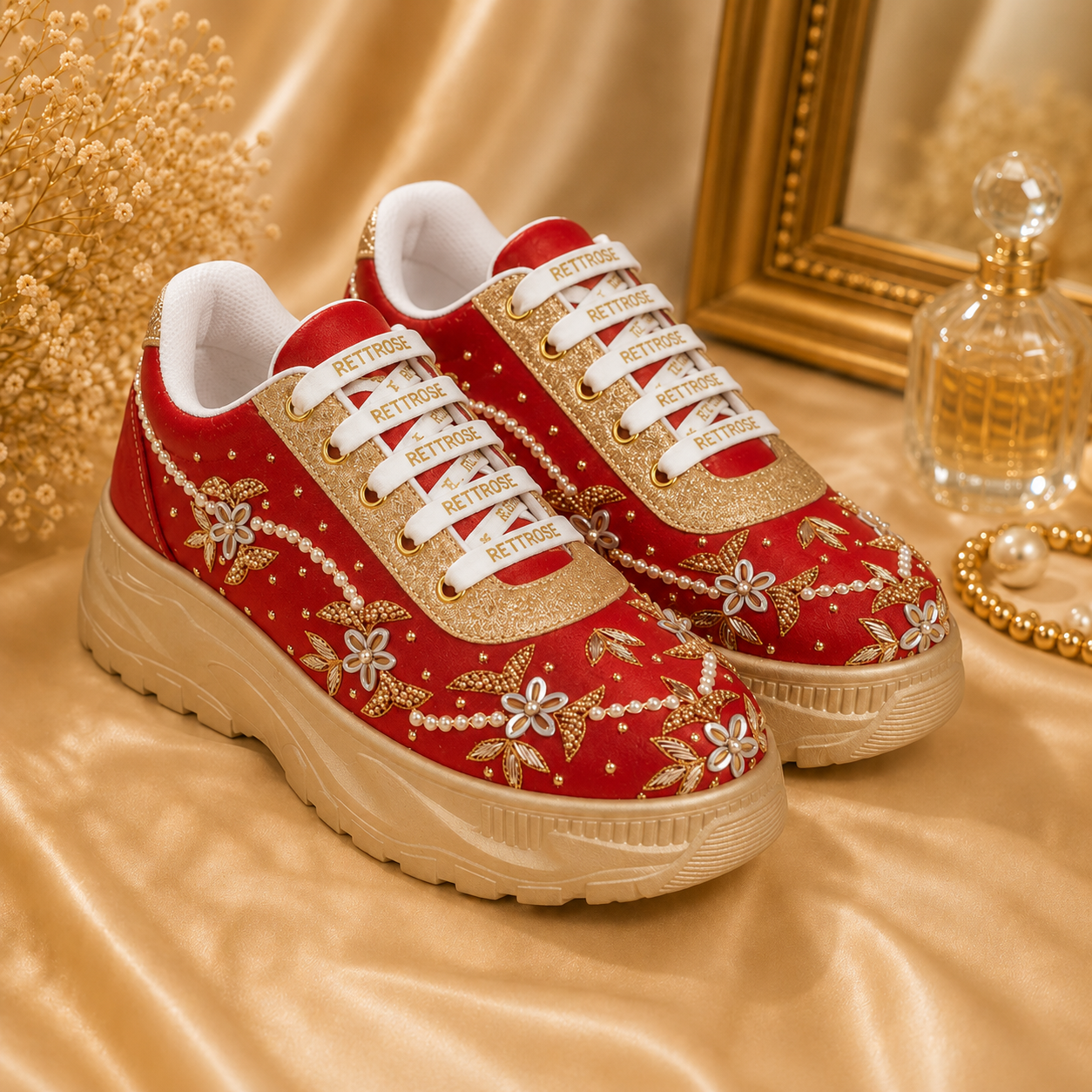 The Evelisse Luxury Green Orchid Embellished Trainer