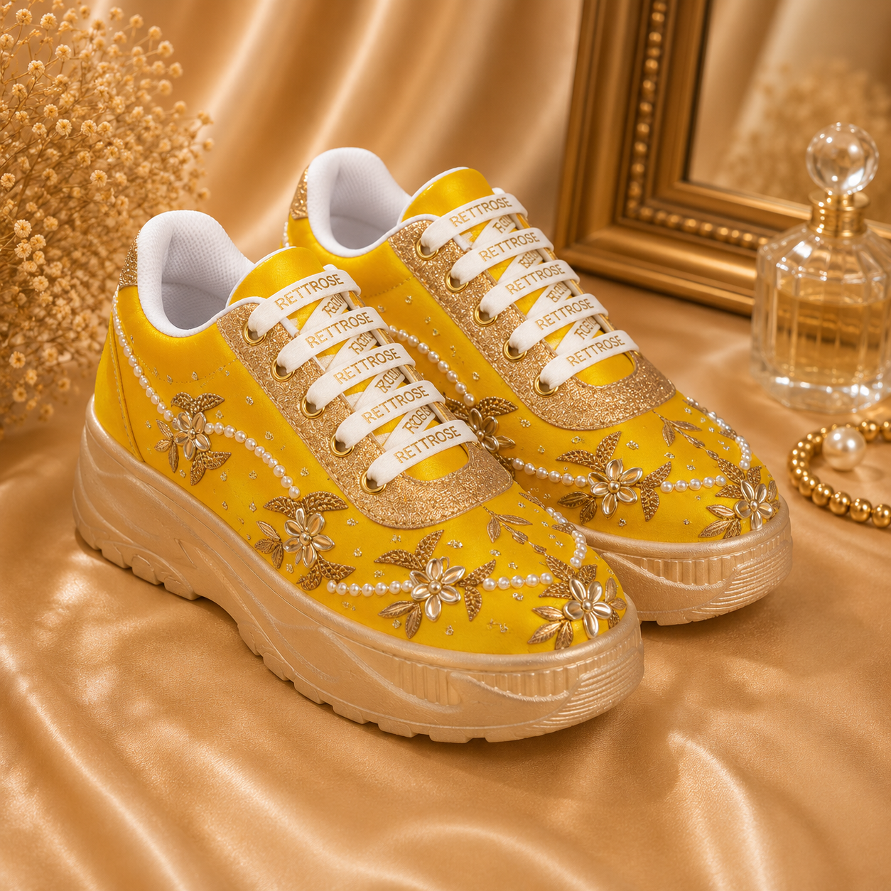 The Evelisse Luxury Green Orchid Embellished Trainer