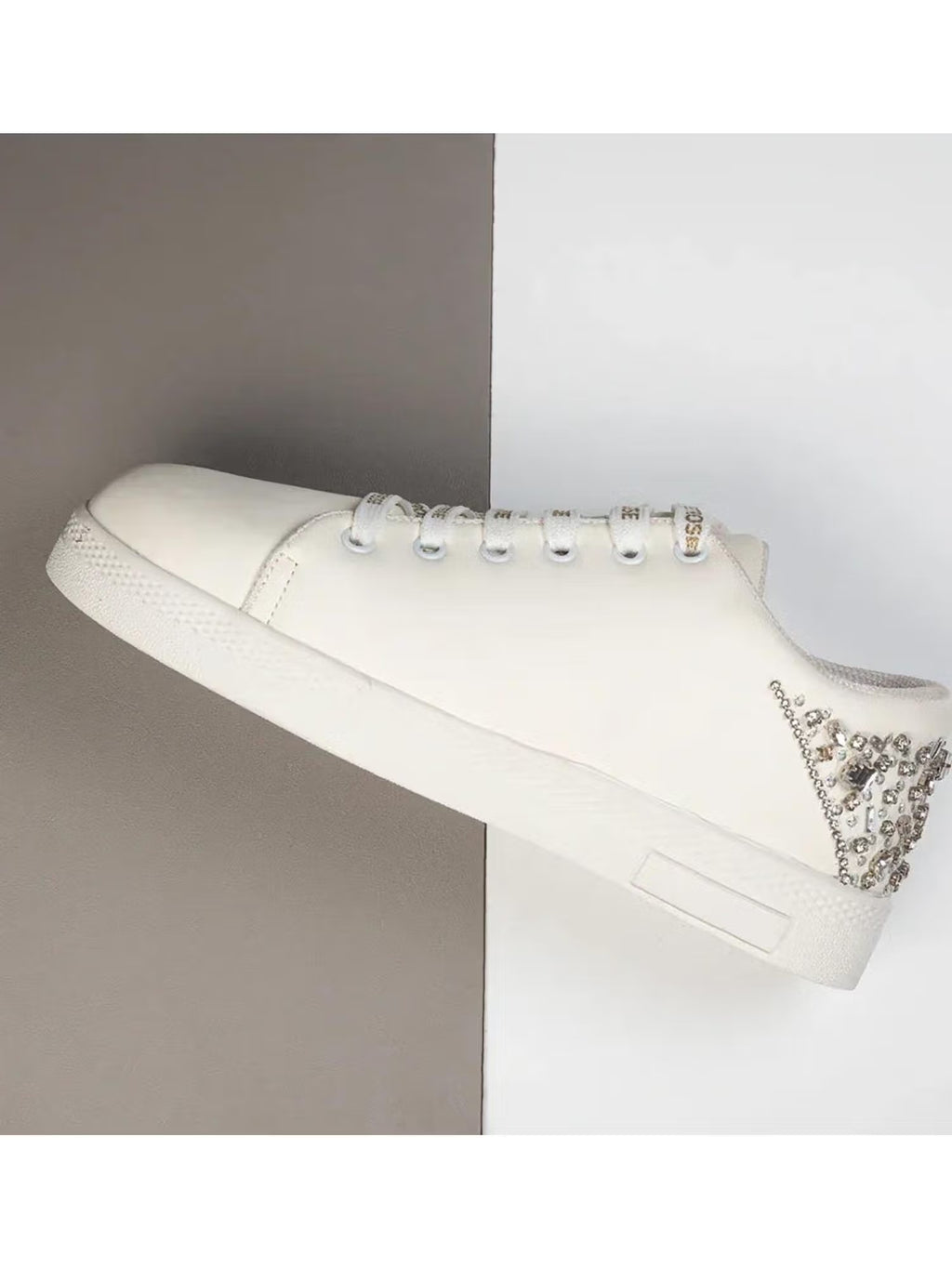 The Lexi White Luxury Embellished Trainer