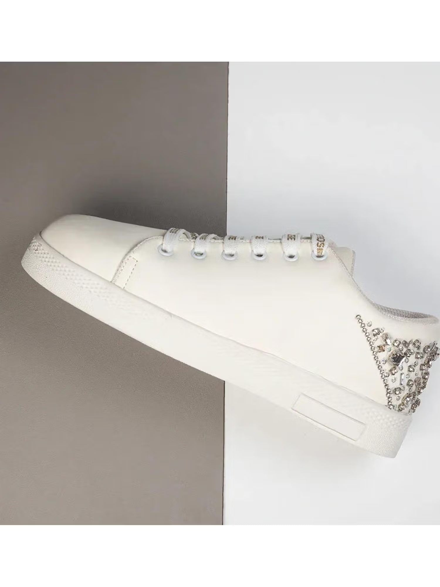 The Lexi White Luxury Embellished Trainer