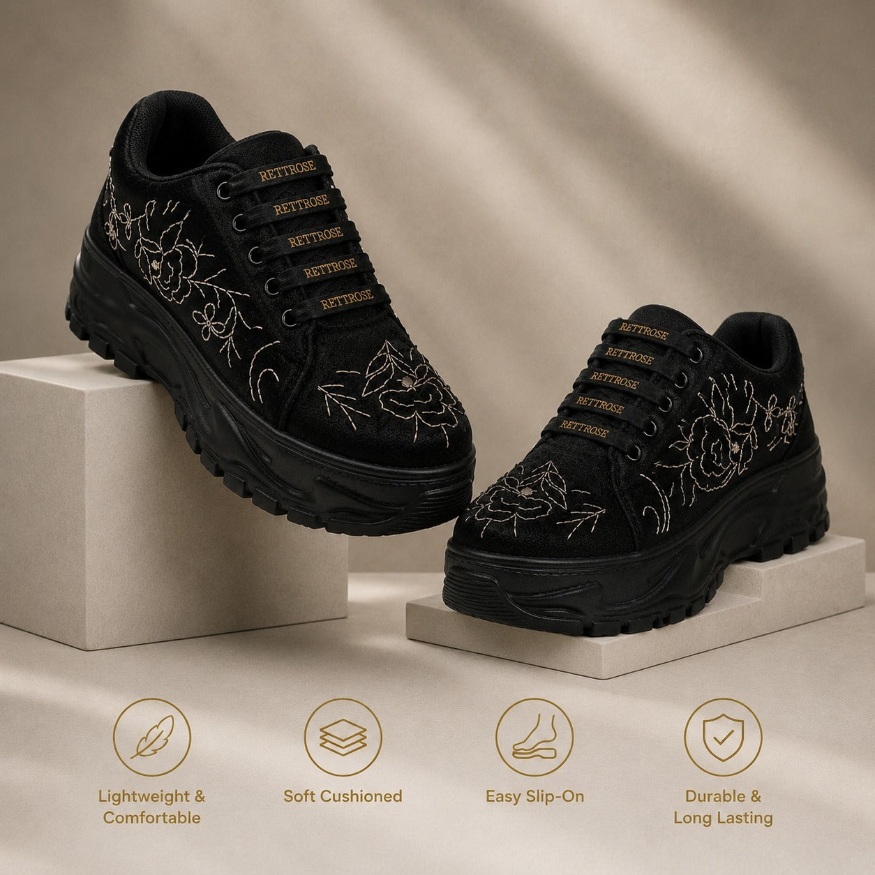 The Madelin Luxury Black Satin Embellished Trainer
