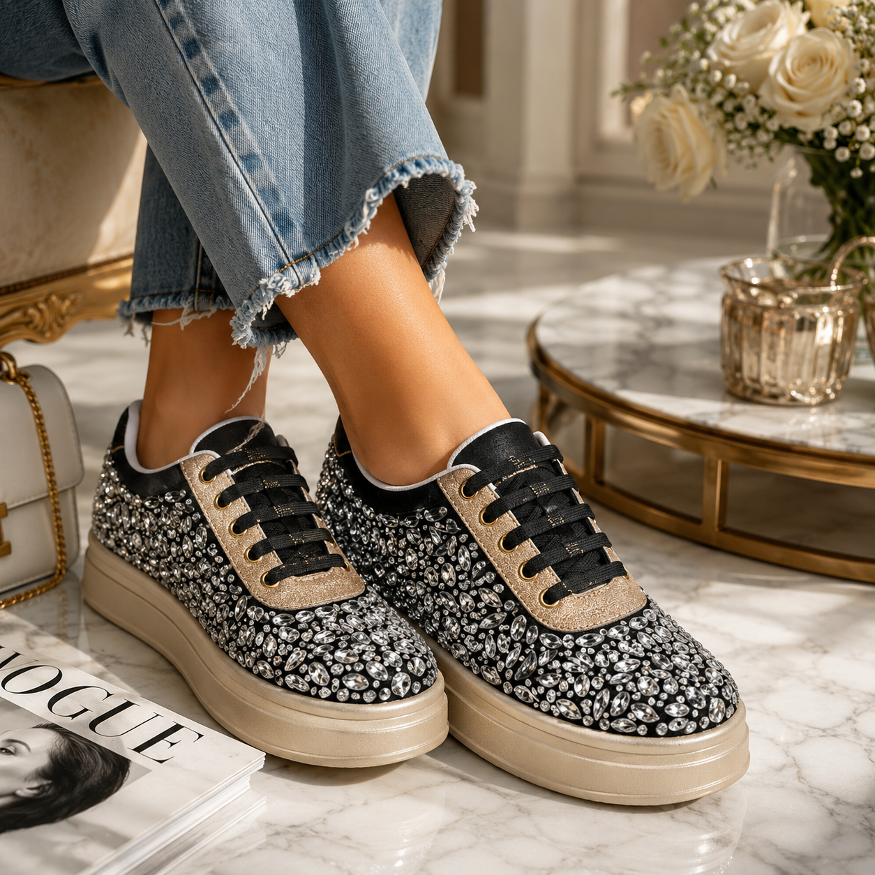 The Majestic Luxury Radiant Crystal Embellished Trainer