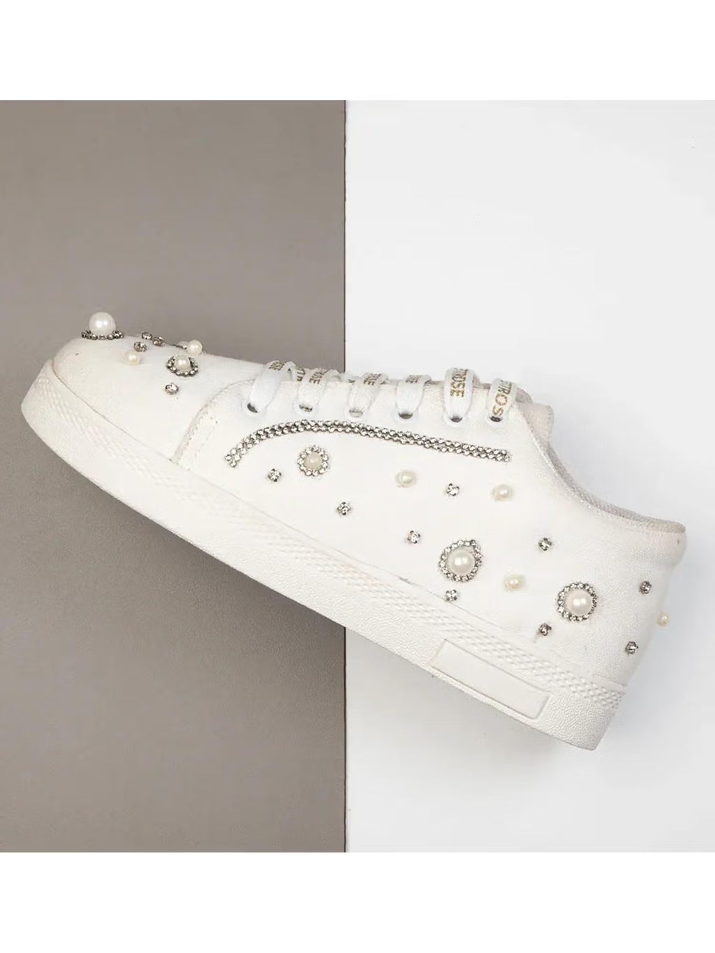 The Nova White Luxury Embellished Trainer