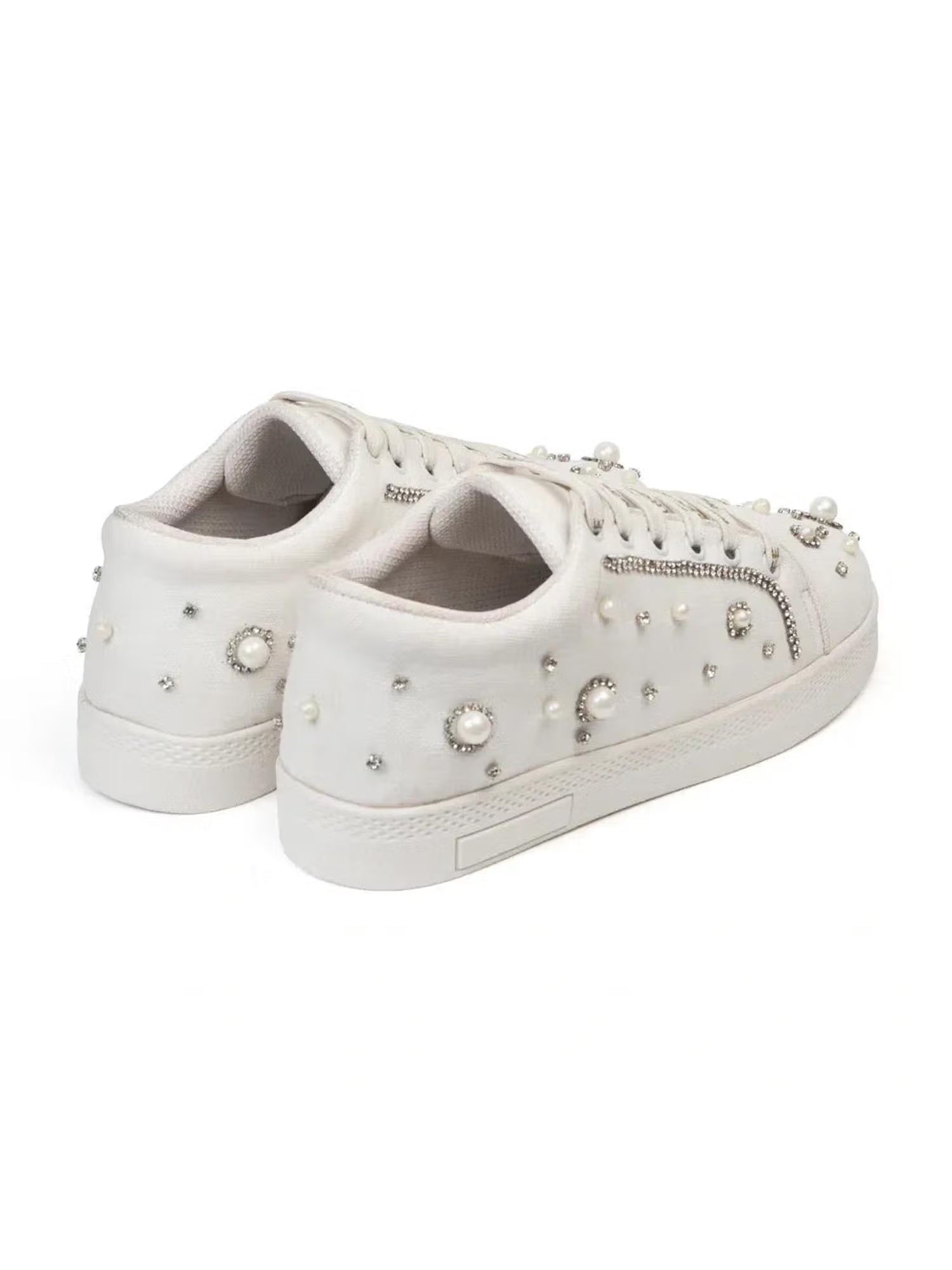 The Nova White Luxury Embellished Trainer