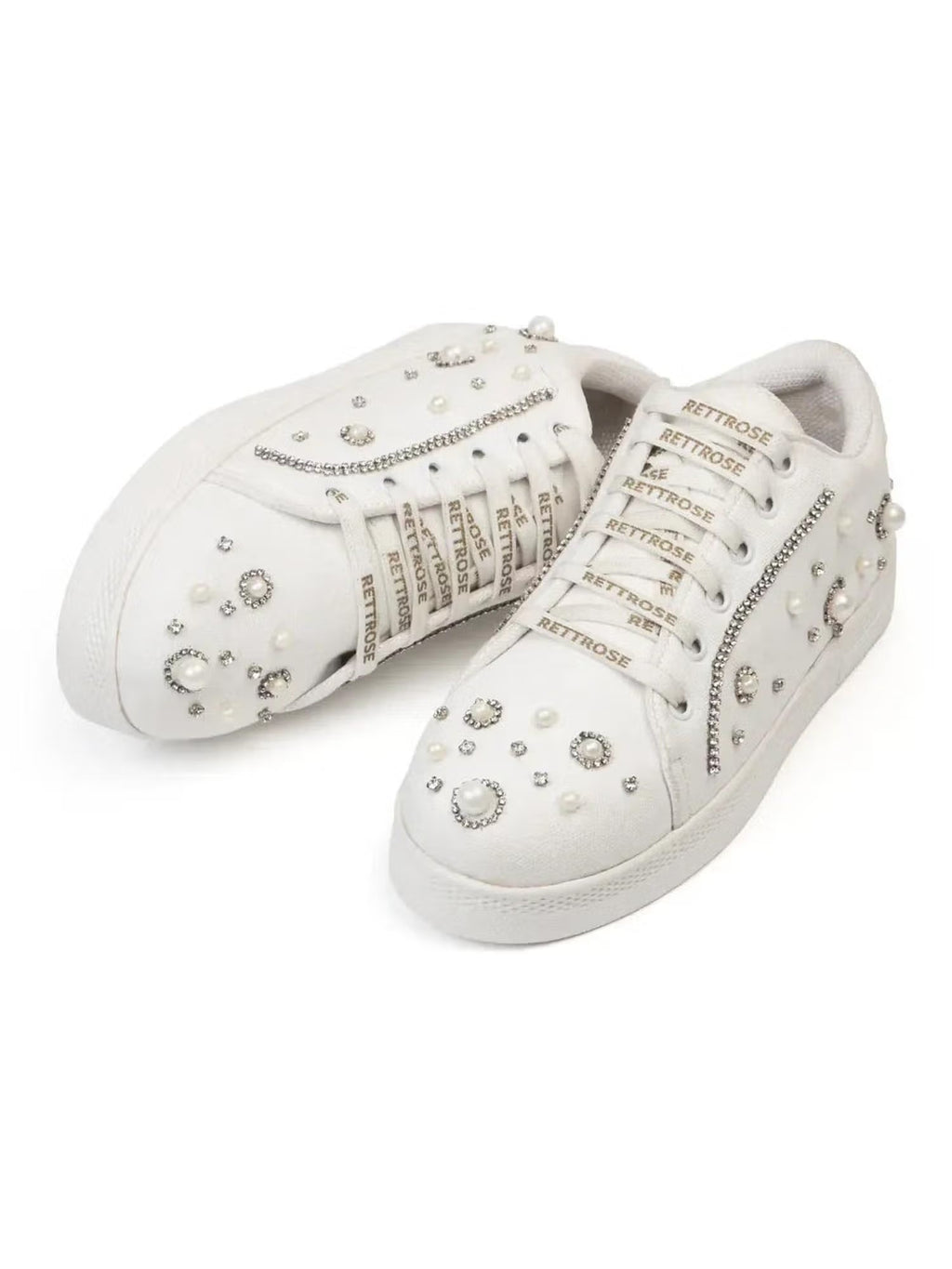 The Nova White Luxury Embellished Trainer