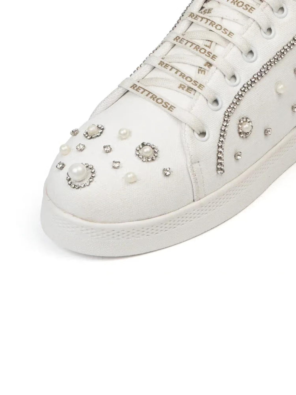 The Nova White Luxury Embellished Trainer