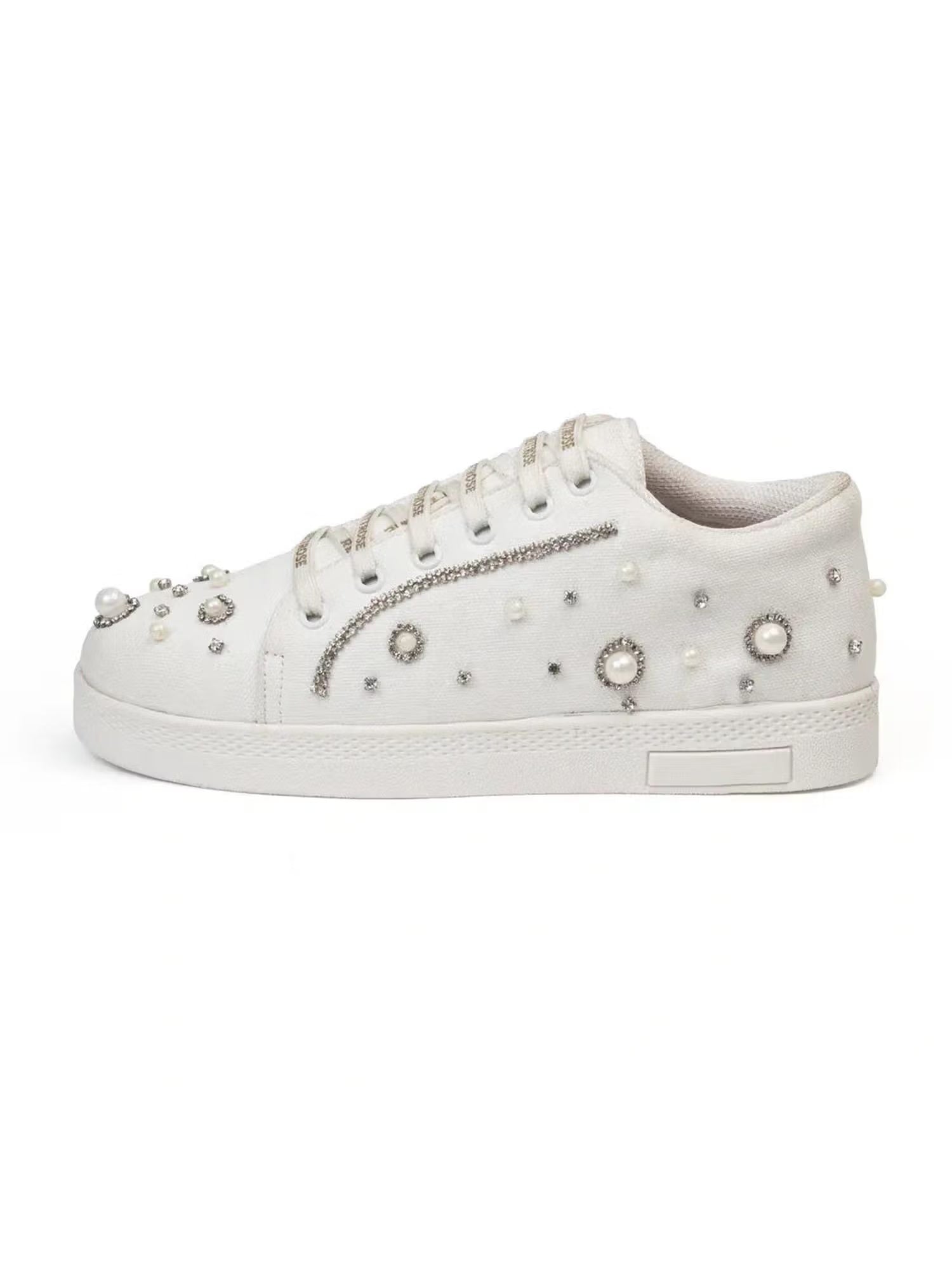 The Nova White Luxury Embellished Trainer