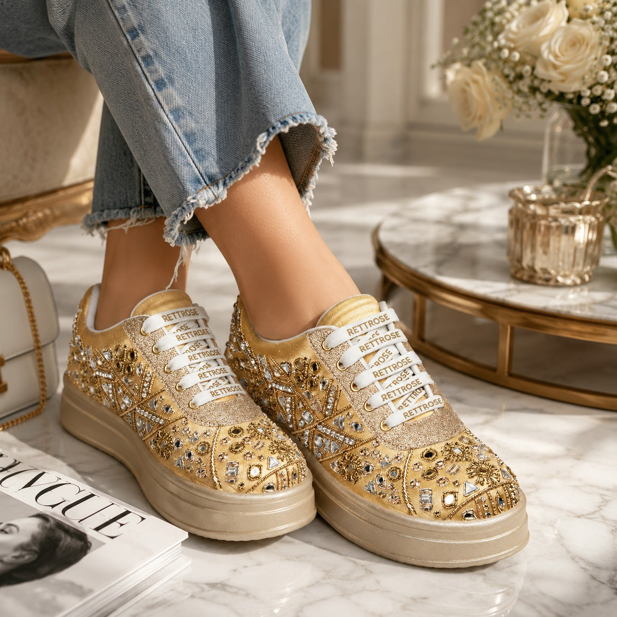 The Cassiana Luxury Gilded Prism Embellished Trainer