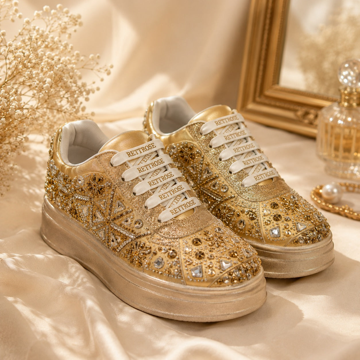 The Cassiana Luxury Gilded Prism Embellished Trainer