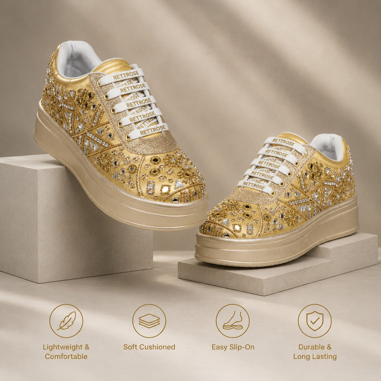 The Cassiana Luxury Gilded Prism Embellished Trainer