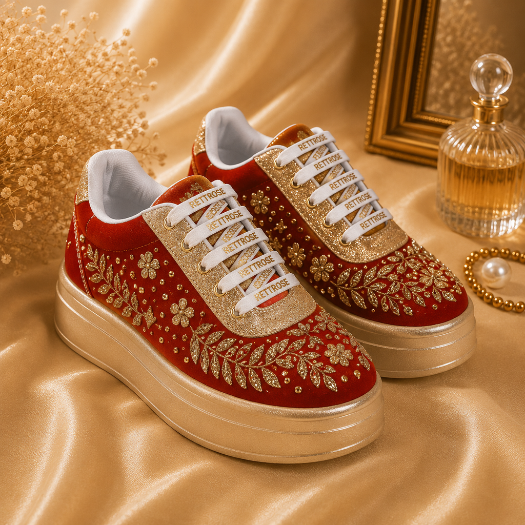 The Odette Luxury Golden Flora Embellished Trainer