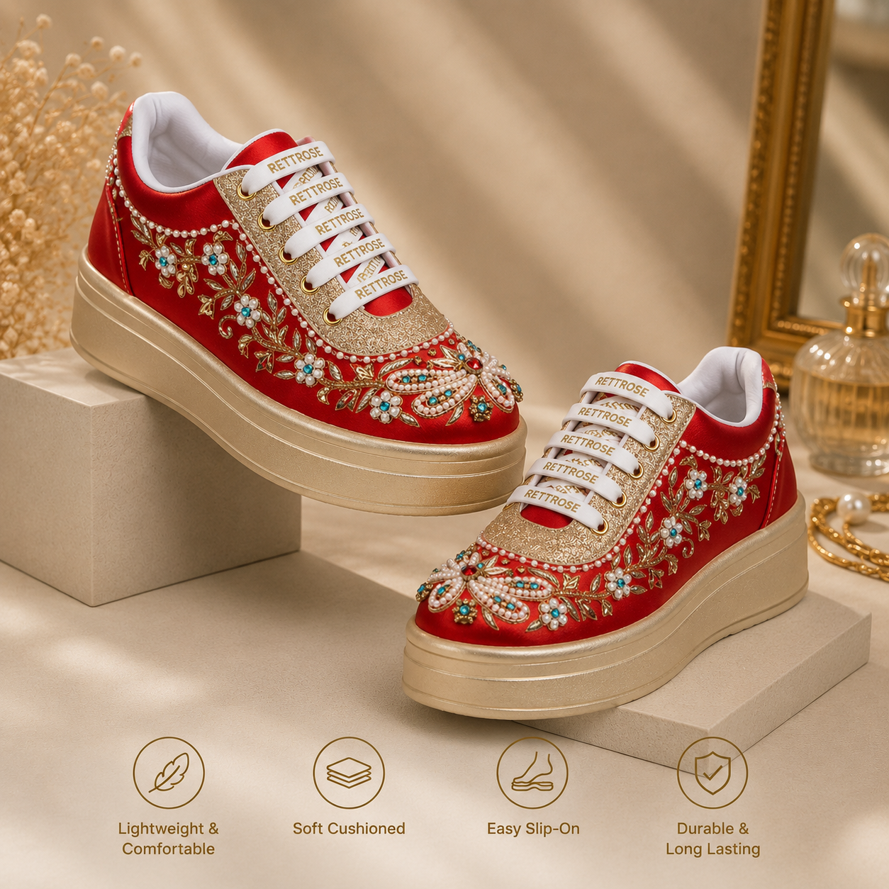 The Scarlett Luxury Radiant Garden Embellished Trainer