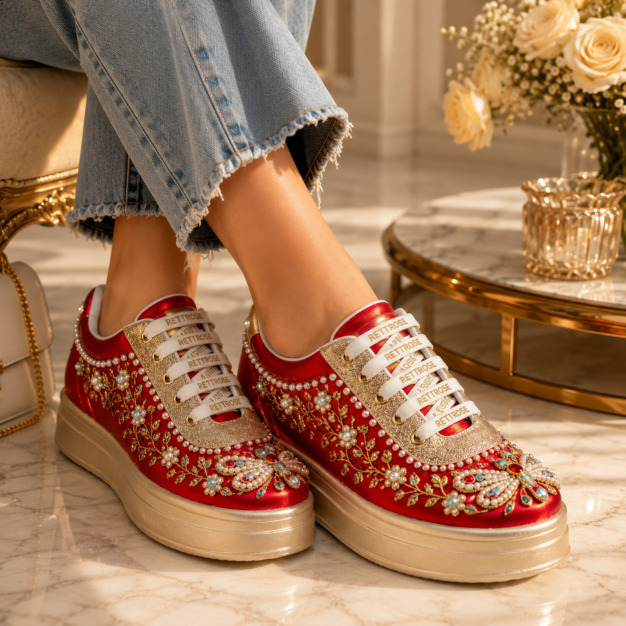 The Scarlett Luxury Radiant Garden Embellished Trainer