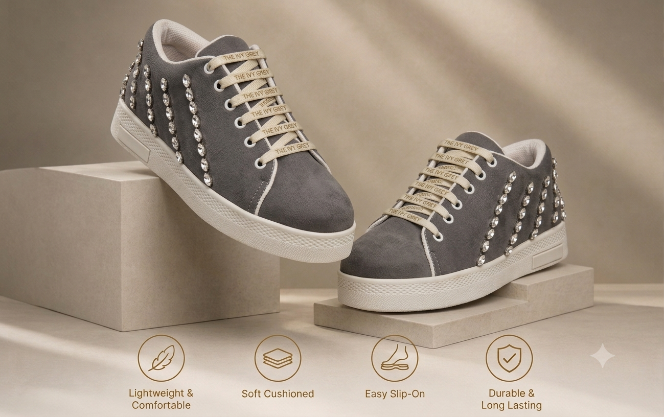 The Ivy Grey Luxury Embellished Trainer