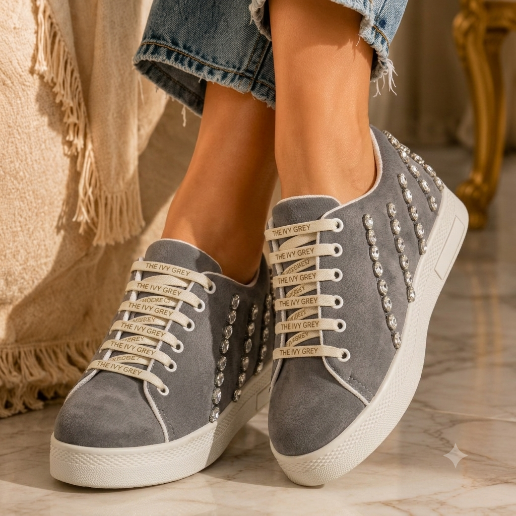 The Ivy Grey Luxury Embellished Trainer