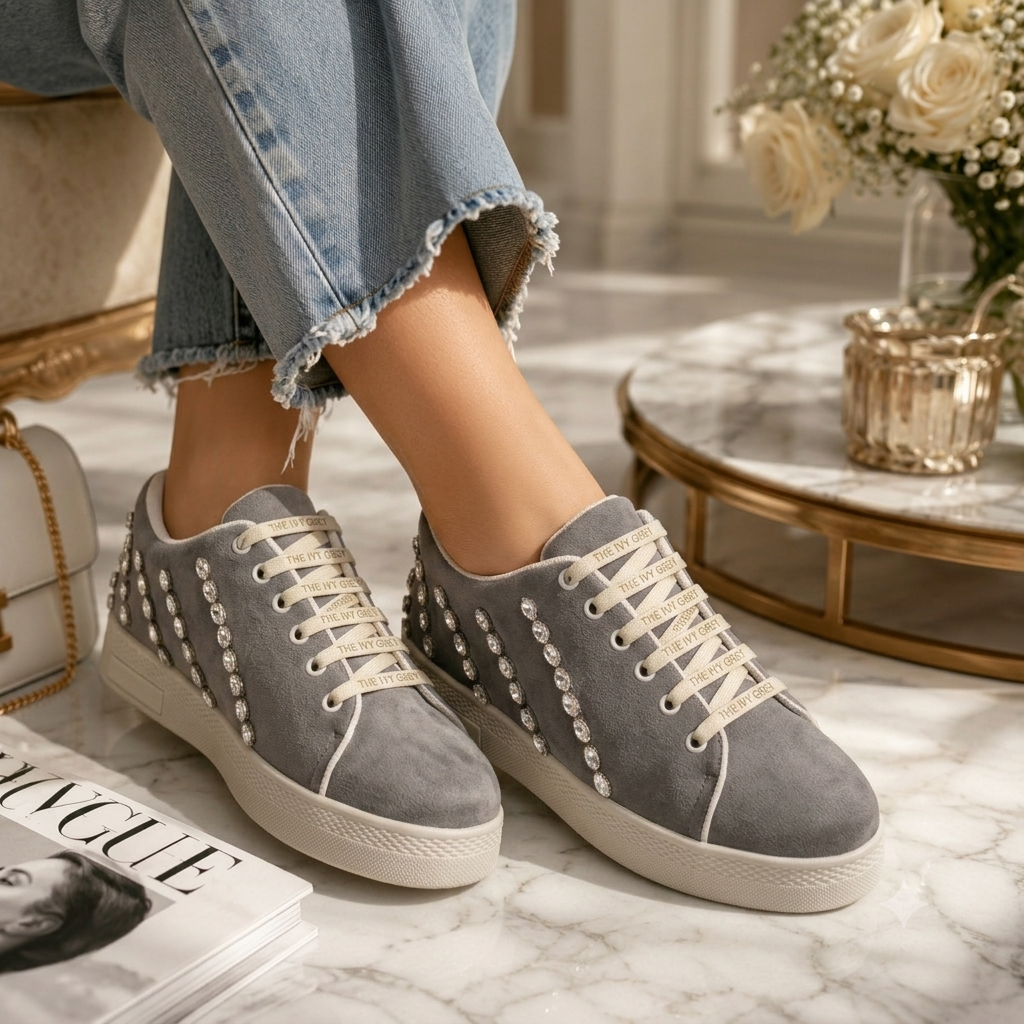 The Ivy Grey Luxury Embellished Trainer