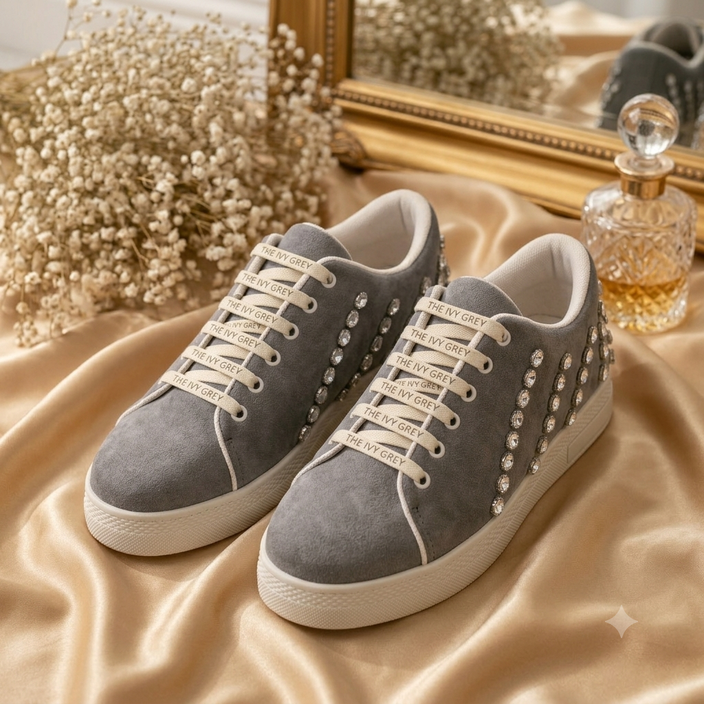 The Ivy Grey Luxury Embellished Trainer